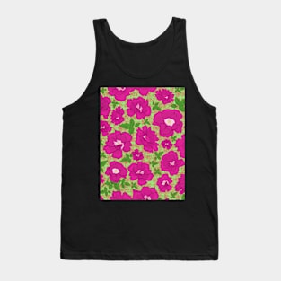 Retro Ramblin' Rose Pink and Green on Textured Green Repeat 5748 Tank Top